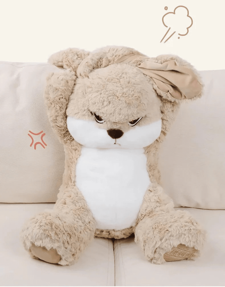 Grumpy Bunny Plush Toy – Soft Long Ear Rabbit Plush