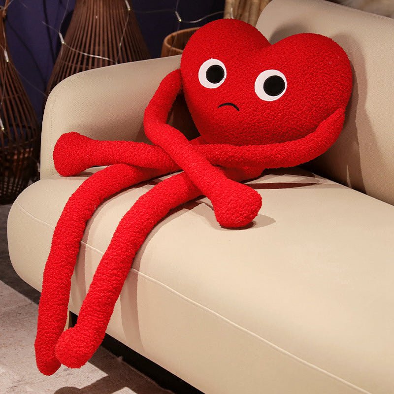 Long leg heart plush pillow with magnetic hands