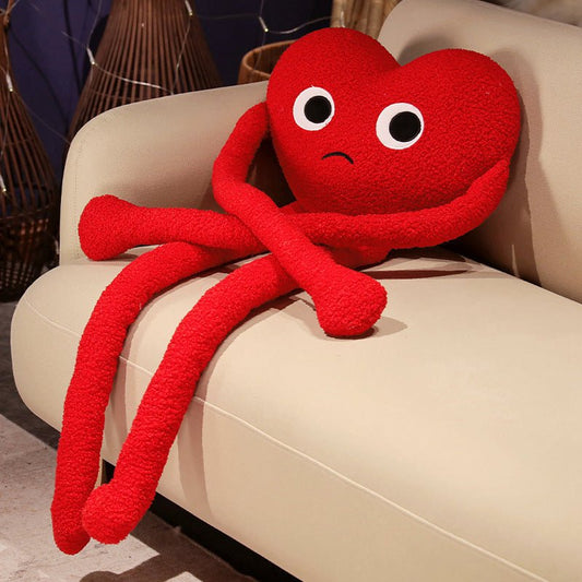 Long leg heart plush pillow with magnetic hands