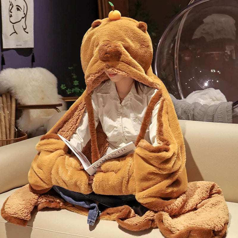 Hooded animal blanket poncho