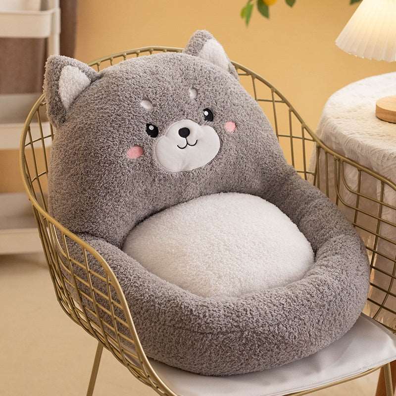 Husky animal plush seat cushion