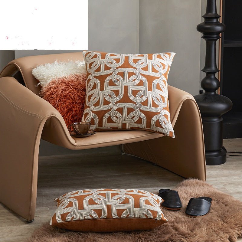 Jacquard cushion geometric texture detail