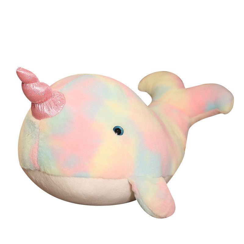 Large colourful whale plush pillow