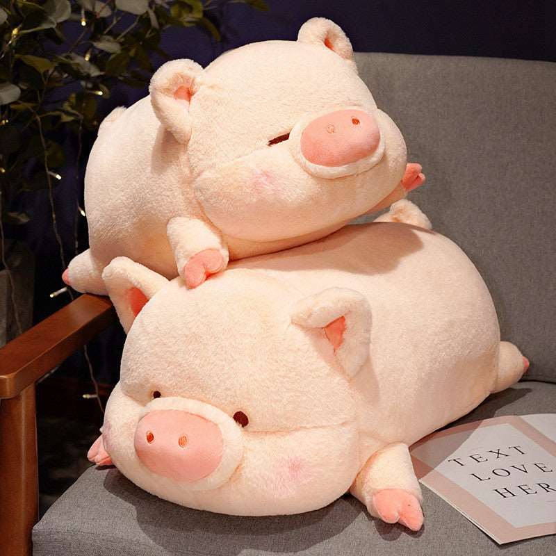 Large pink pig plush toy for cuddling or display