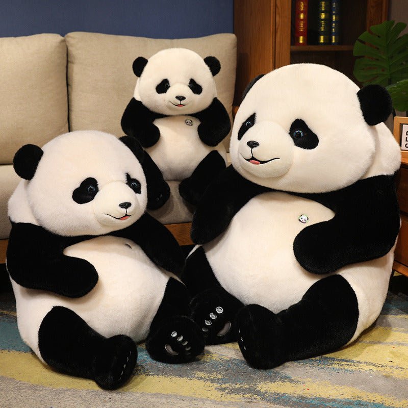 Cute lifelike panda plush toy in 25cm and 50cm size options