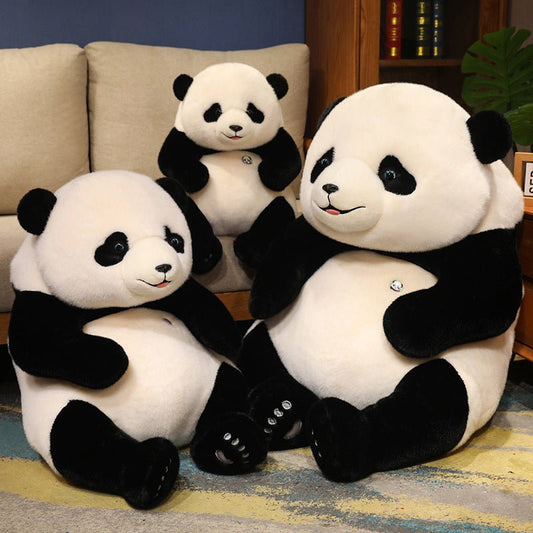 Cute lifelike panda plush toy in 25cm and 50cm size options