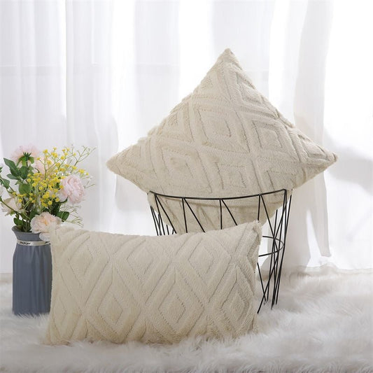 Light Khaki rhombus textured cushion