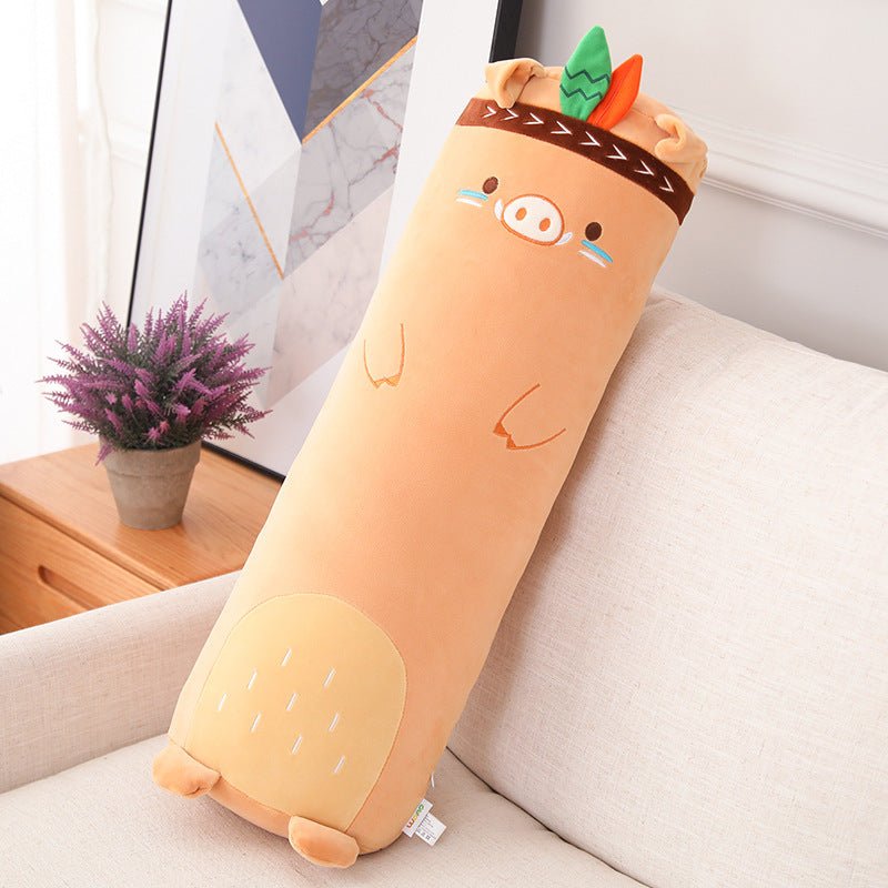 Wild boar long cuddle pillow with soft plush fabric