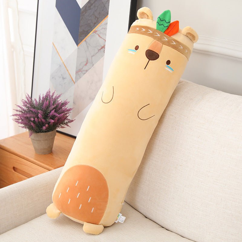 Brown bear animal body pillow for cuddling and bedtime