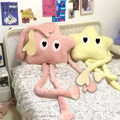 Long legs star plush pillow in an oversized star shape