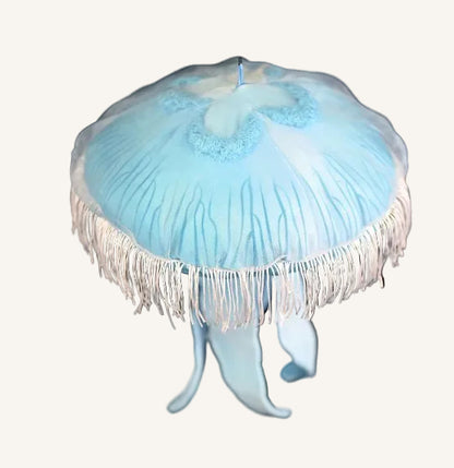 Moon jellyfish plush with fringe and tentacles