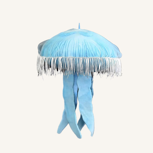 Blue moon jellyfish plush with flowing tentacles