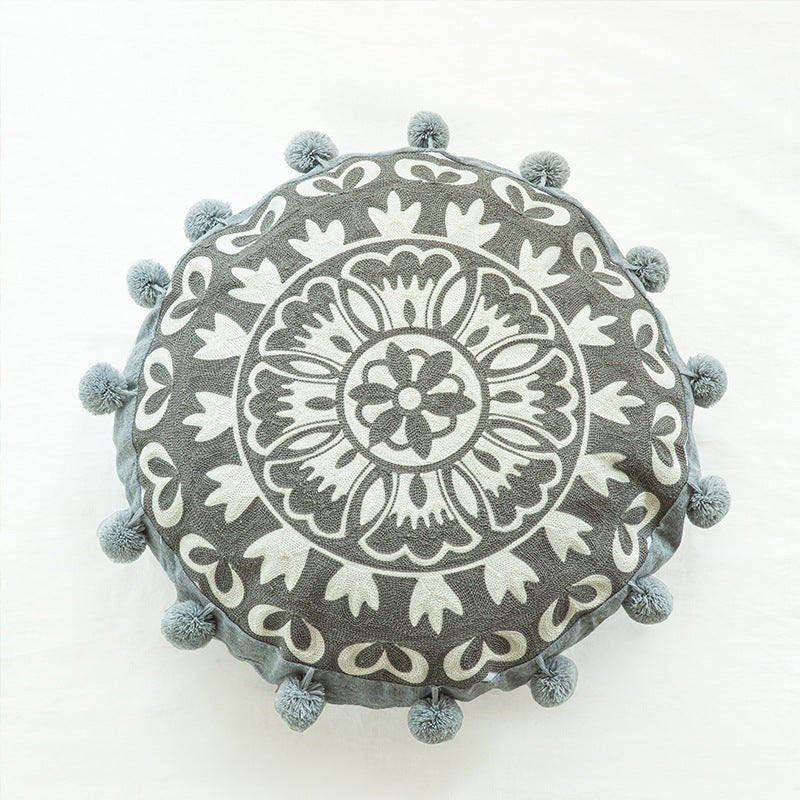 Moroccan embroidered Round Throw Pillow