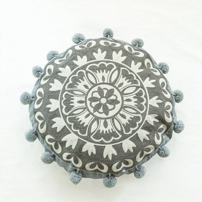 Moroccan embroidered Round Throw Pillow