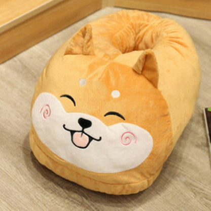 Oversized plush slipper for both feet