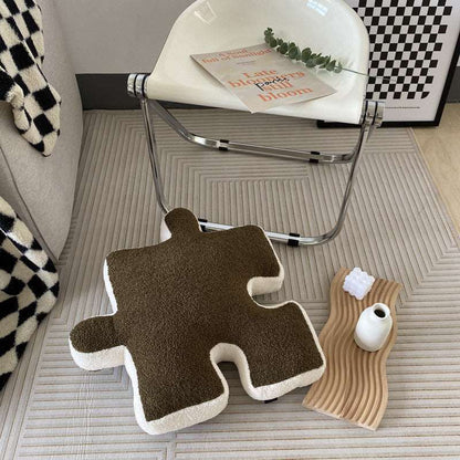 Olive green puzzle piece throw pillow 55x55cm