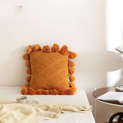 Orange tassel throw pillow 45x45cm
