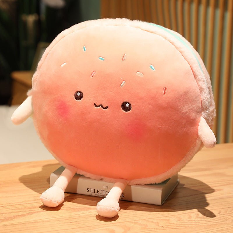Pink macaron plush hand warmer 35cm