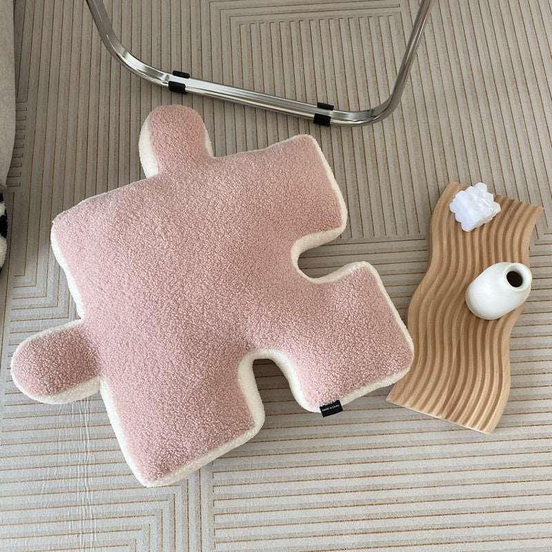 Pink puzzle piece throw pillow 55x55cm