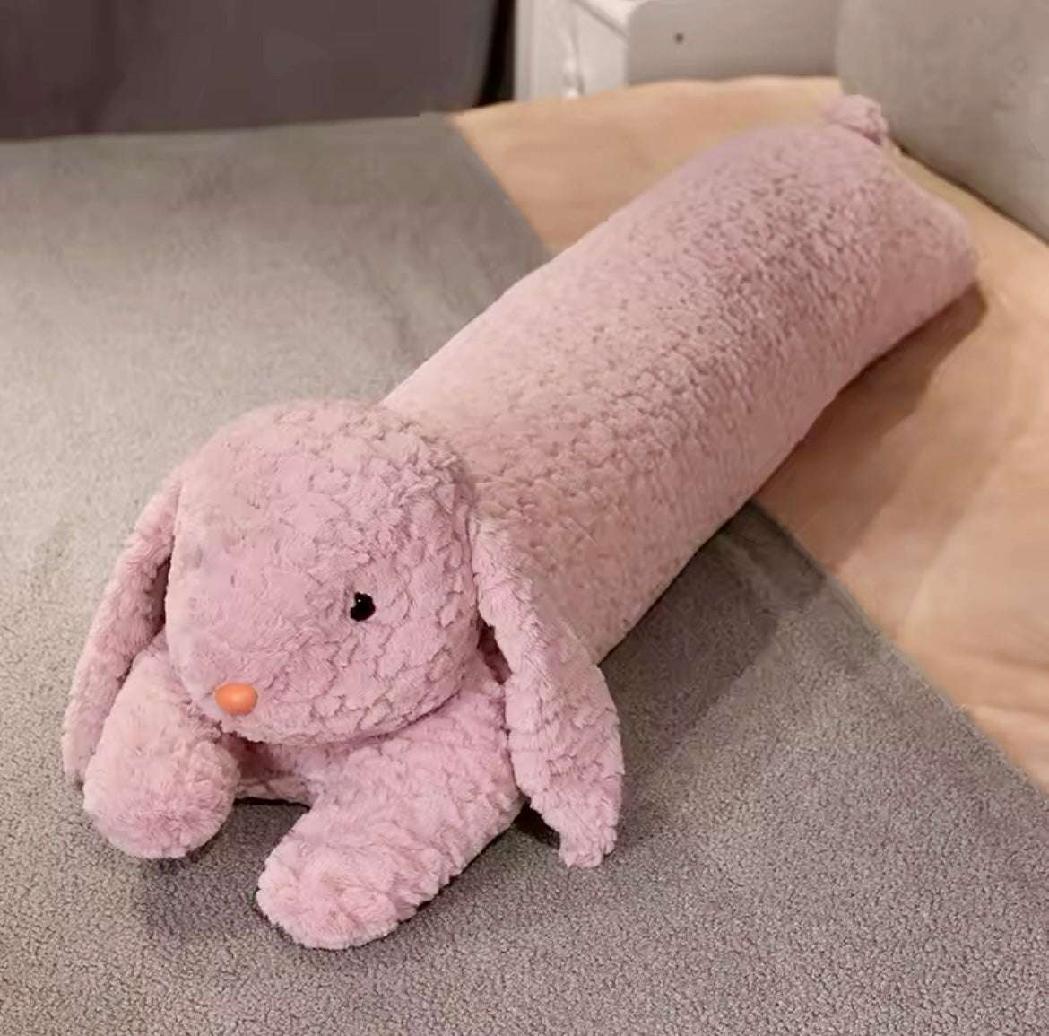 Pink rabbit long plush body pillow