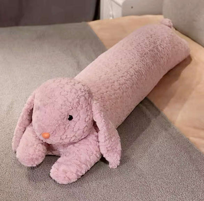 Pink rabbit long plush body pillow