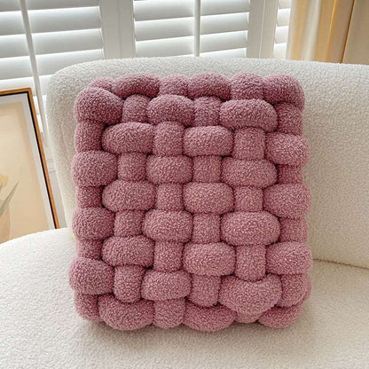 Pink square knot cushion