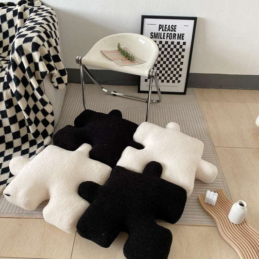 Puzzle piece cushion displayed as a decorative accent