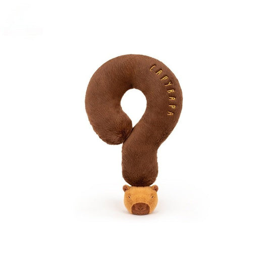 Dark brown capybara question mark plush pillow