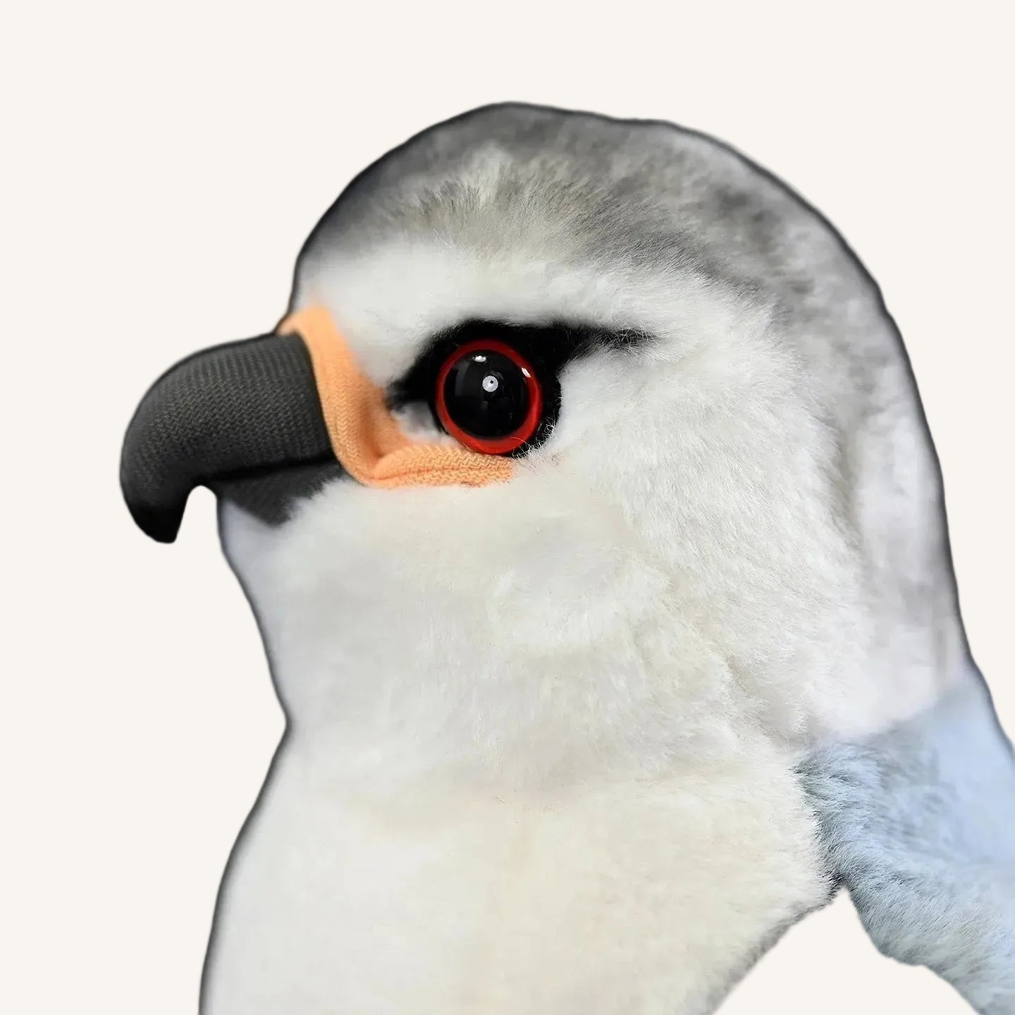 Close up of realistic bird plush toy with soft flannel fabric