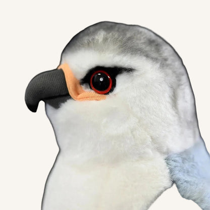 Close up of realistic bird plush toy with soft flannel fabric
