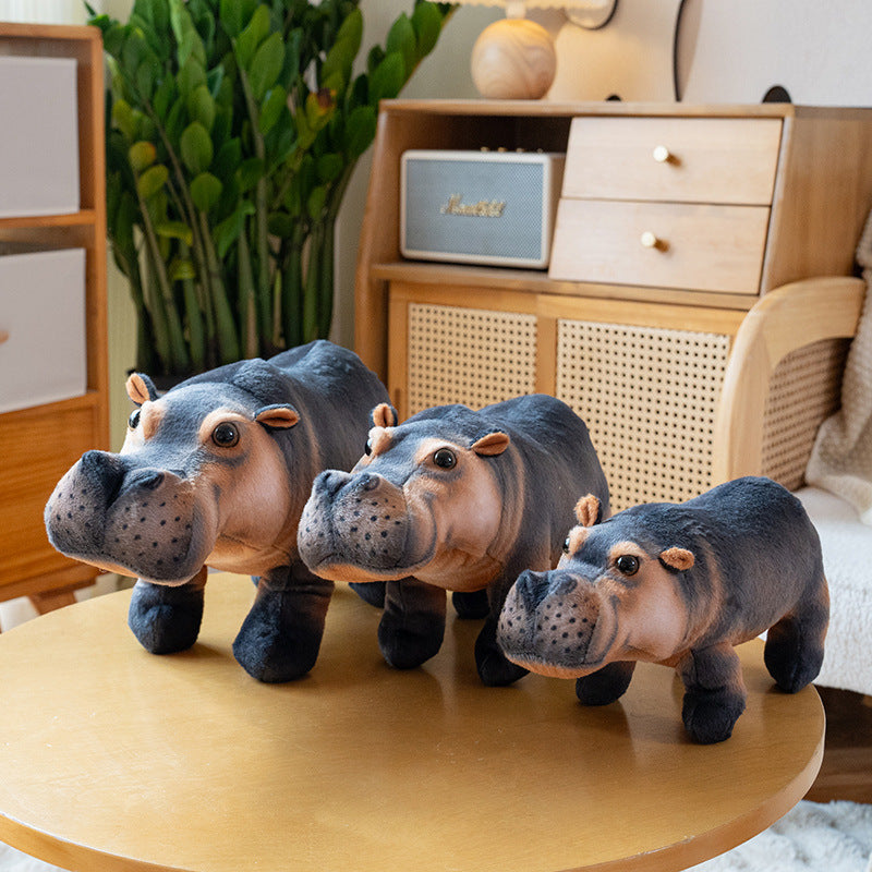 Brown and black hippopotamus plush soft toy