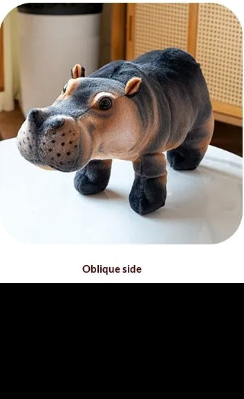 Realistic hippopotamus plush toy angled front view