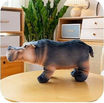 Realistic hippopotamus plush toy side view