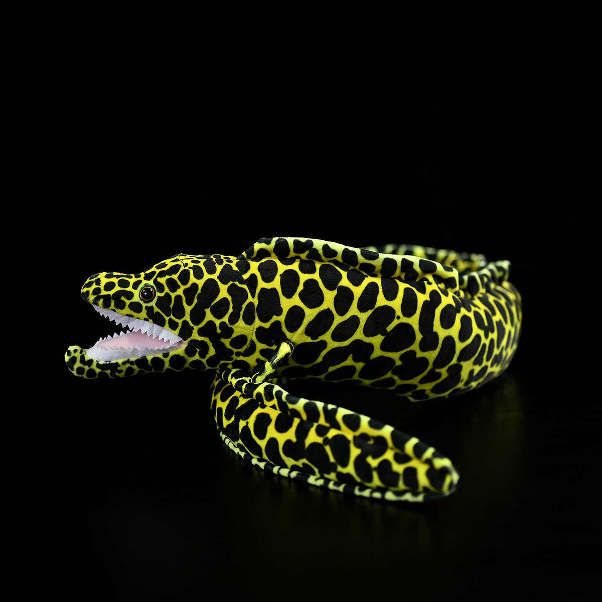 Realistic-style honeycomb moray eel plush with spotted markings