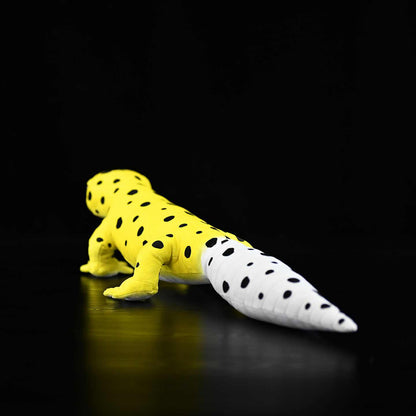 Realistic-style leopard gecko plush with yellow spotted markings