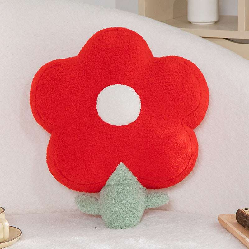 Red flower plush cushion 45cm
