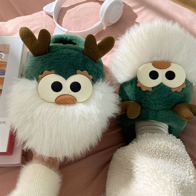 Plush Reindeer Slippers