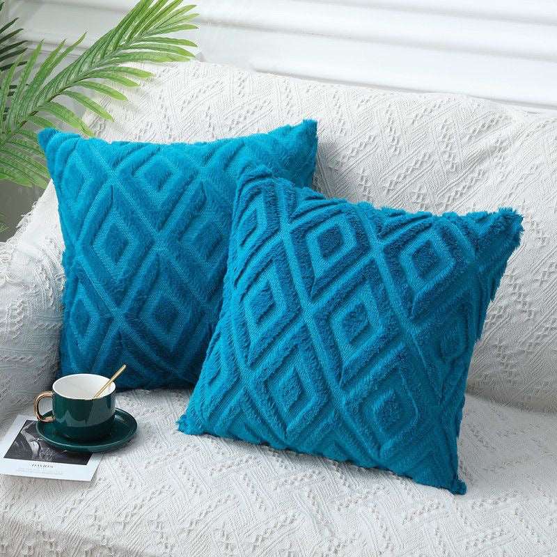 Sapphire Blue rhombus textured cushion