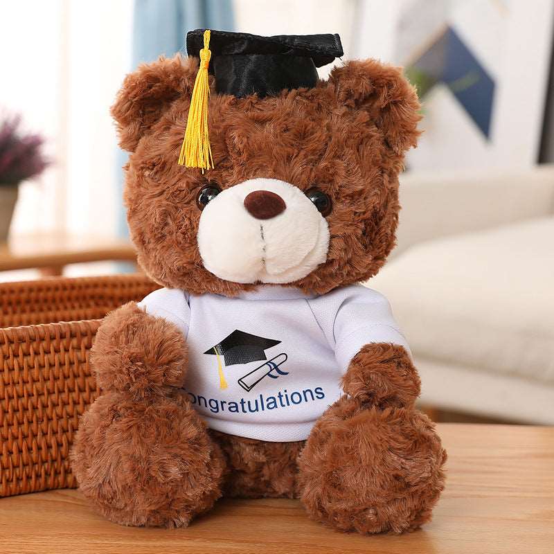 Small graduation bear plush with cap in a compact size