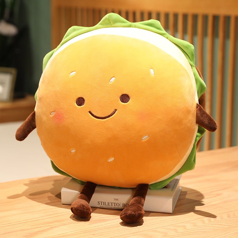 Smiley burger plush hand warmer 35cm