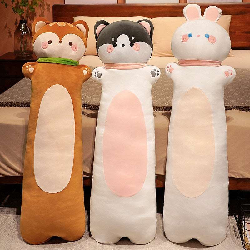 Soft long animal plush cuddle pillow