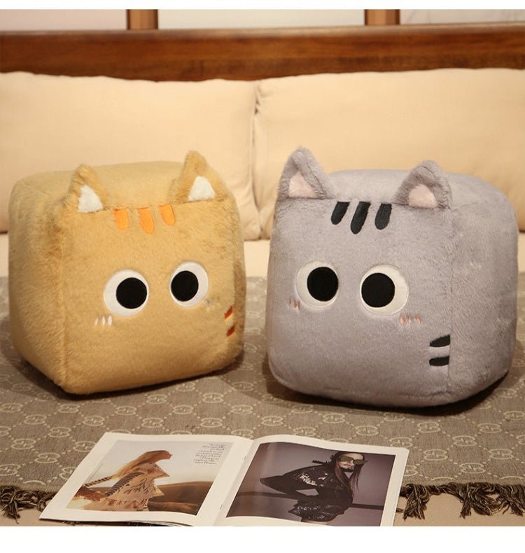 square cat plush pillow