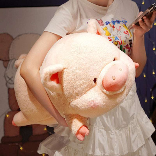 Squishy pig plush pillow with rounded pink design
