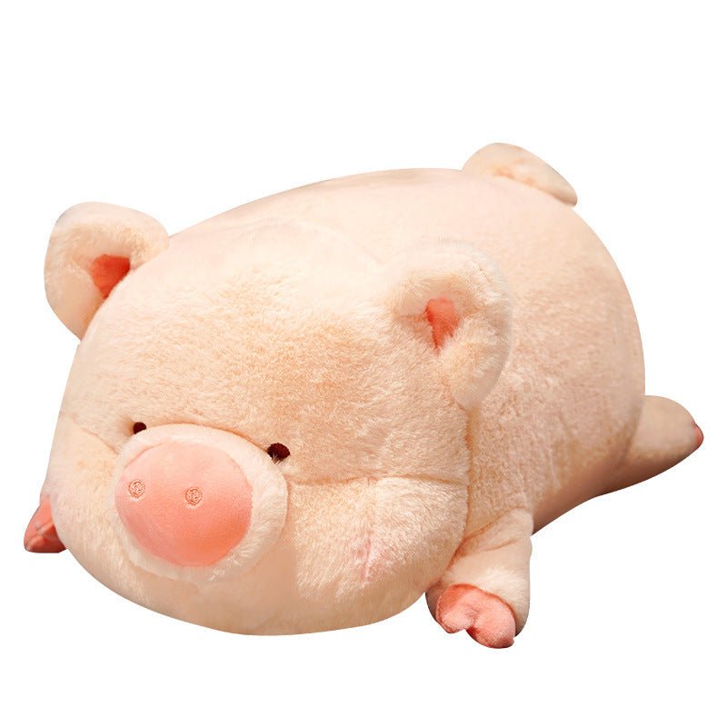 Squishy pig plush toy with soft sleepy face