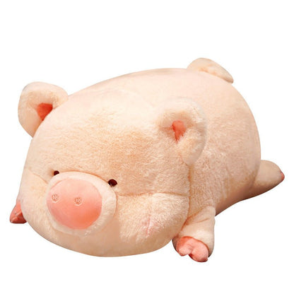 Squishy pig plush toy with soft sleepy face