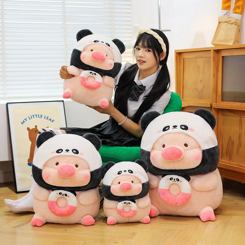 Cute panda hoodie pig plush toy
