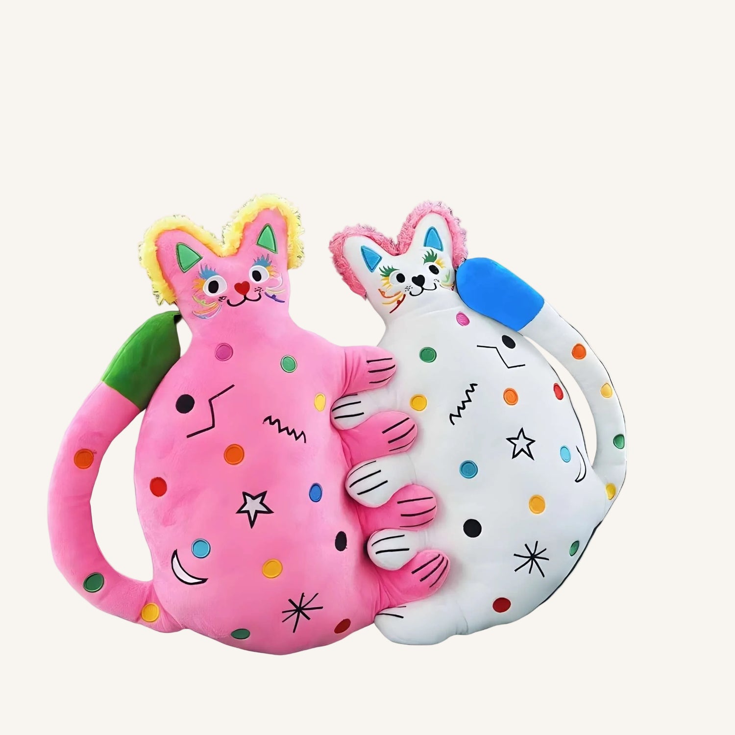 Sweetheart Cat Plush Pillow pink and white