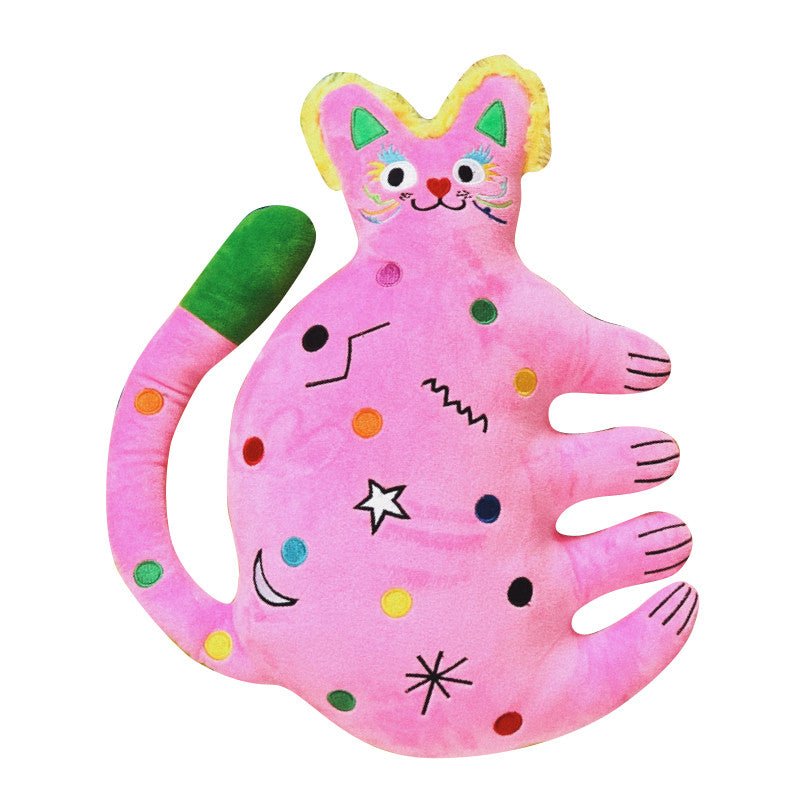 Round plush cat decorative pillow