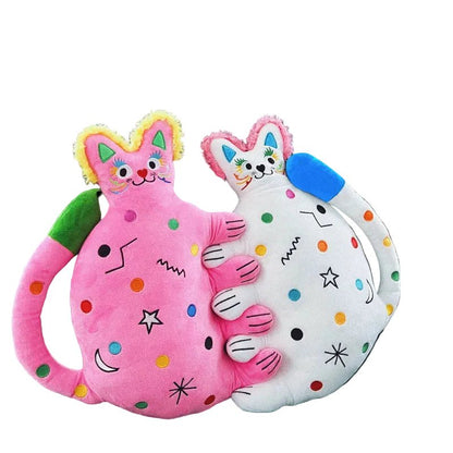 Sweetheart cat pillow pink and white