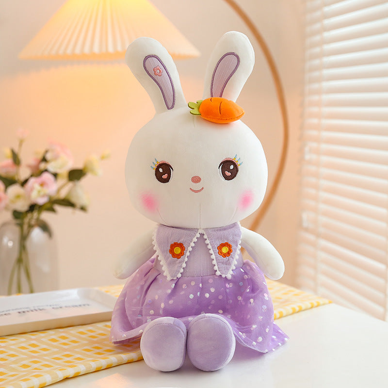 Sweetheart rabbit plush toy with purple dress